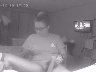 Sacanagem jovem grávida skips dever de casa para masturbar-se para adulto clipe escondido câmara